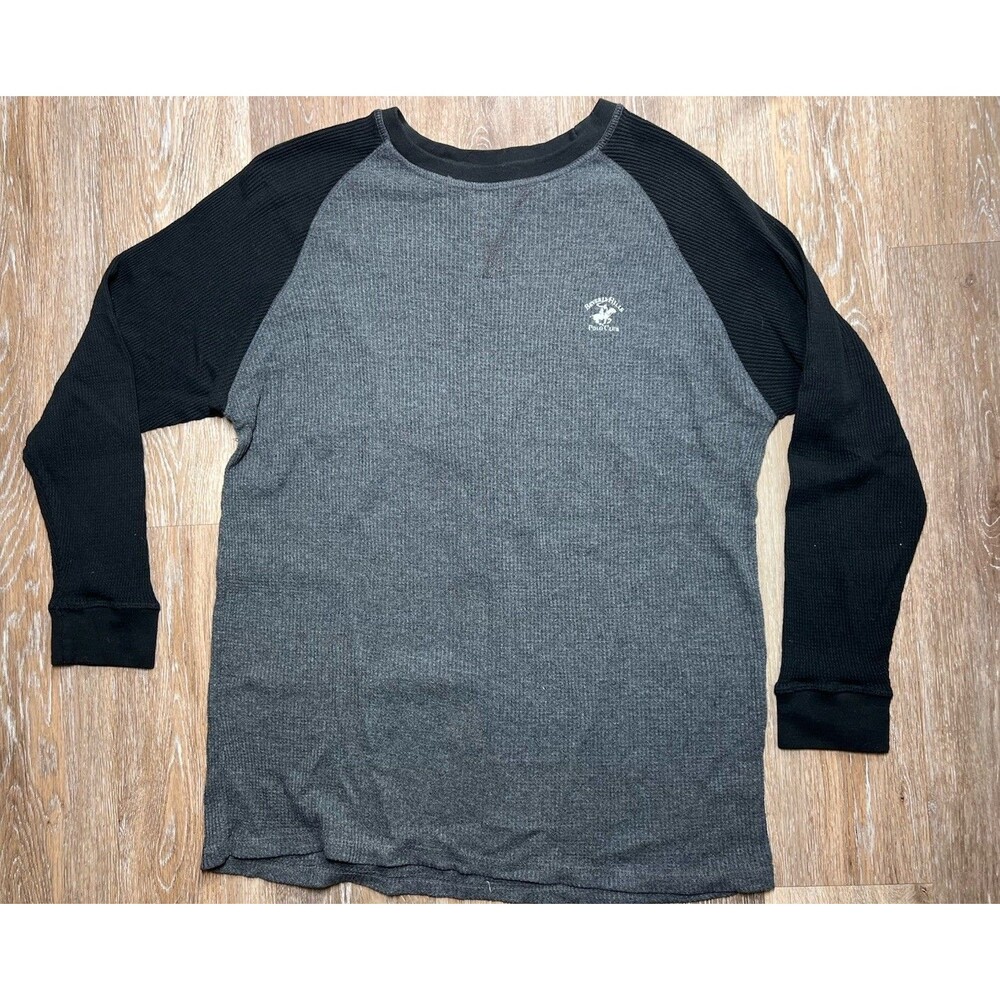 Beverly Hills Polo Club Waffle Knit Thermal Men’s Xl Black Grey